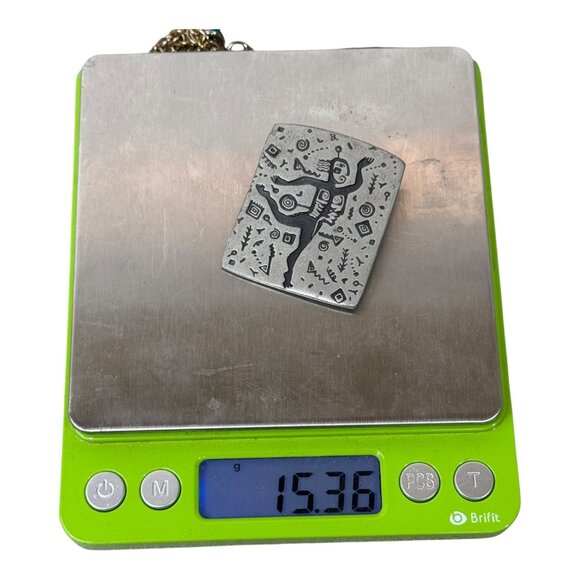 Urban Fetishes 1993 Petroglyph Pin Brooch Tribal Dancer Design Silver Tone 2" - Picture 6 of 6